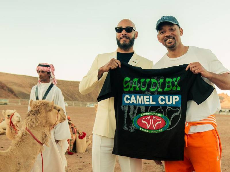 Will Smith and Swizz Beatz attend the 2023 AlUla Camel Cup. Photo: Swizz Beatz / Instagram