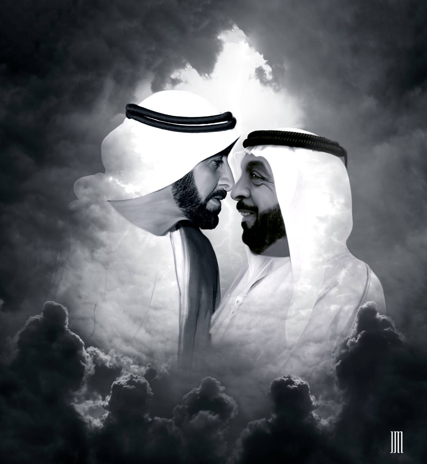 Jyo John Mulloor's portrait of Sheikh Zayed and Sheikh Khalifa. Photo: Jyo John Mulloor
