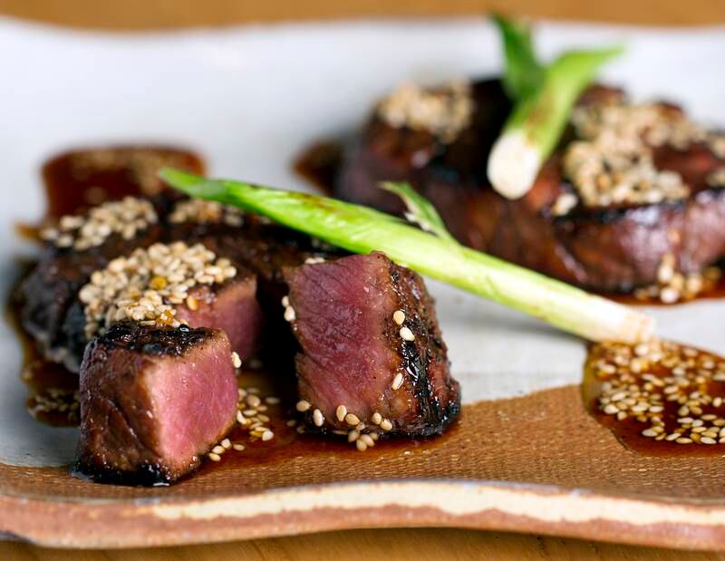 Spicy beef tenderloin with sesame, red chilli and sweet soy