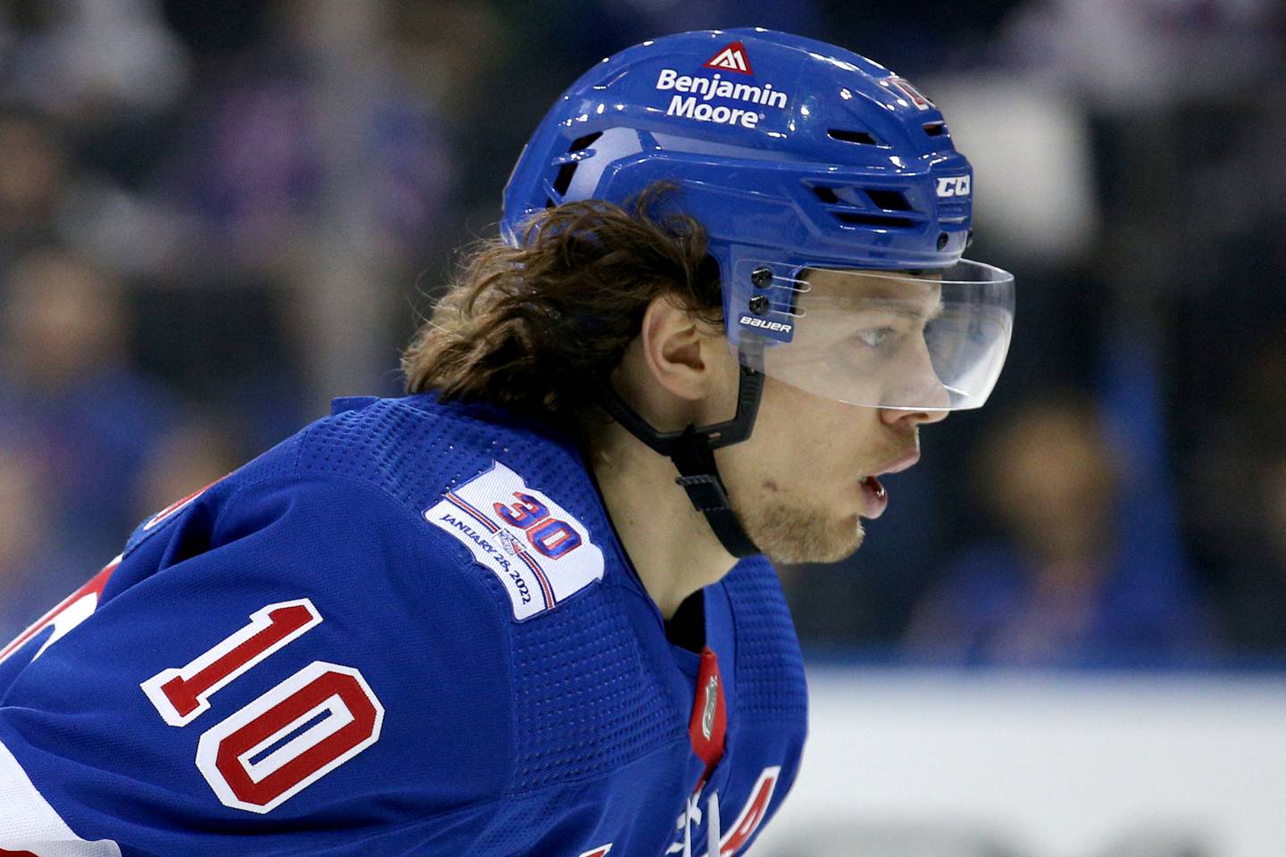 New York Rangers left wing Artemi Panarin was placed on leave last year after voicing support for jailed Russian opposition leader Alexei Navalny. Photo: USA TODAY Sports