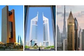 From left, Four Seasons Bahrain Bay in Manama, Jumeirah Emirates Towers in Dubai and Gevora Hotel in Dubai