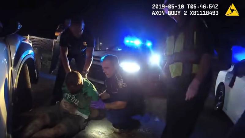 SENSITIVE MATERIAL. THIS IMAGE MAY OFFEND OR DISTURB  Louisiana state troopers arrest Ronald Greene May 10, 2019 near Monroe, Louisiana, U.S. in this bodycam footage release May 22, 2021. LOUISIANA STATE POLICE via YOUTUBE/Handout via REUTERS   THIS IMAGE HAS BEEN SUPPLIED BY A THIRD PARTY.