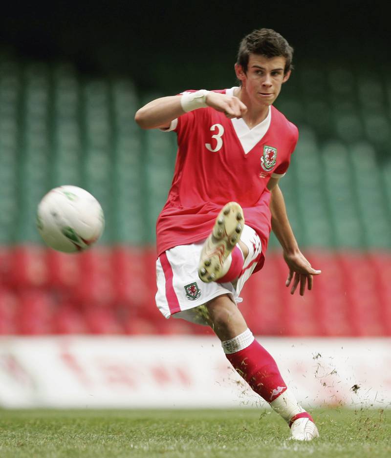 Gareth Bale scores from a free kick for Wales during the Euro 2008 qualifying match against Slovakia in Cardiff on October 7, 2006. Getty