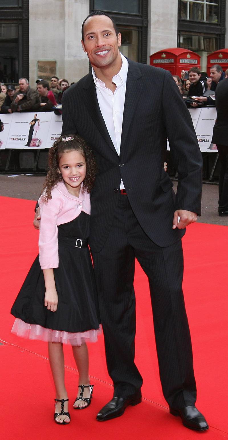 LONDON - MARCH 02:  Dwayne 'The Rock' Johnson and Madison Pettis arrive at the premier of The Game Plan at the Odeon West End, Leicester Square on March 02, 2008 in London, England.  (Photo by Dan Kitwood/Getty Images)