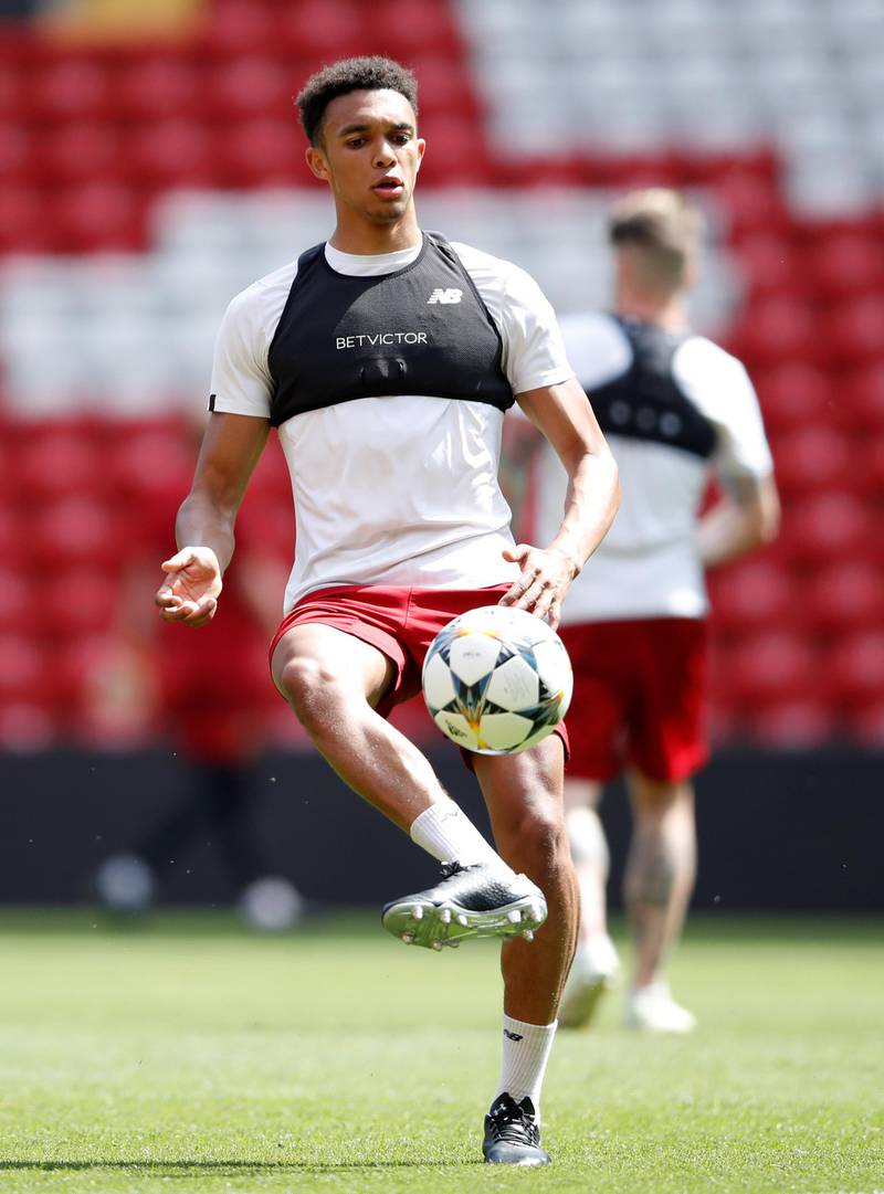 Liverpool's Trent Alexander-Arnold during training. Carl Recine / Reuters