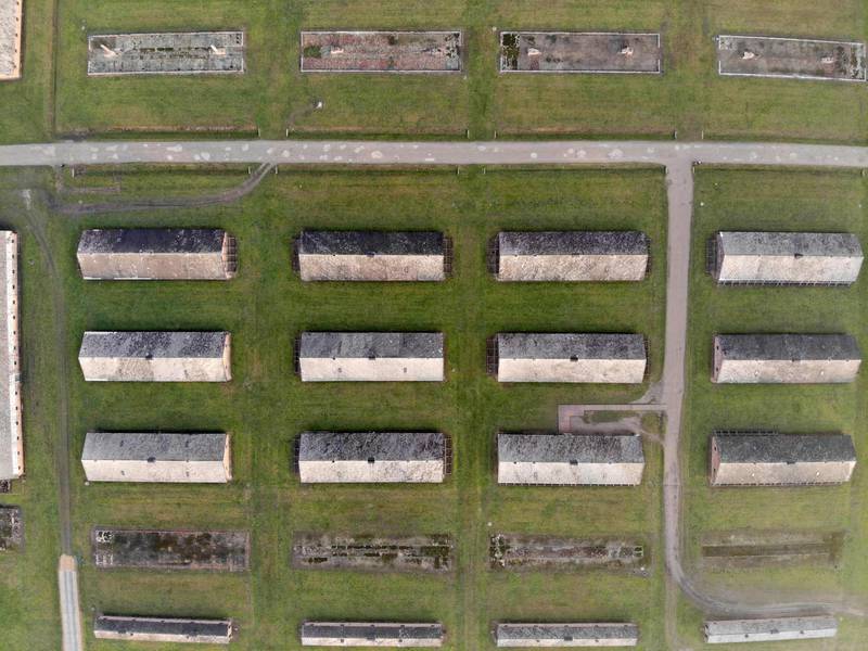 The remains of barracks for prisoners at the former German Nazi death camp Auschwitz II - Birkenau.  AFP