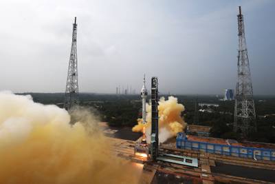 The Indian Space Research Organisation's  Gaganyaan Test Vehicle lifts off from the Satish Dhawan Space Centre in Sriharikota, an island off the coast of southern Andhra Pradesh state. AFP