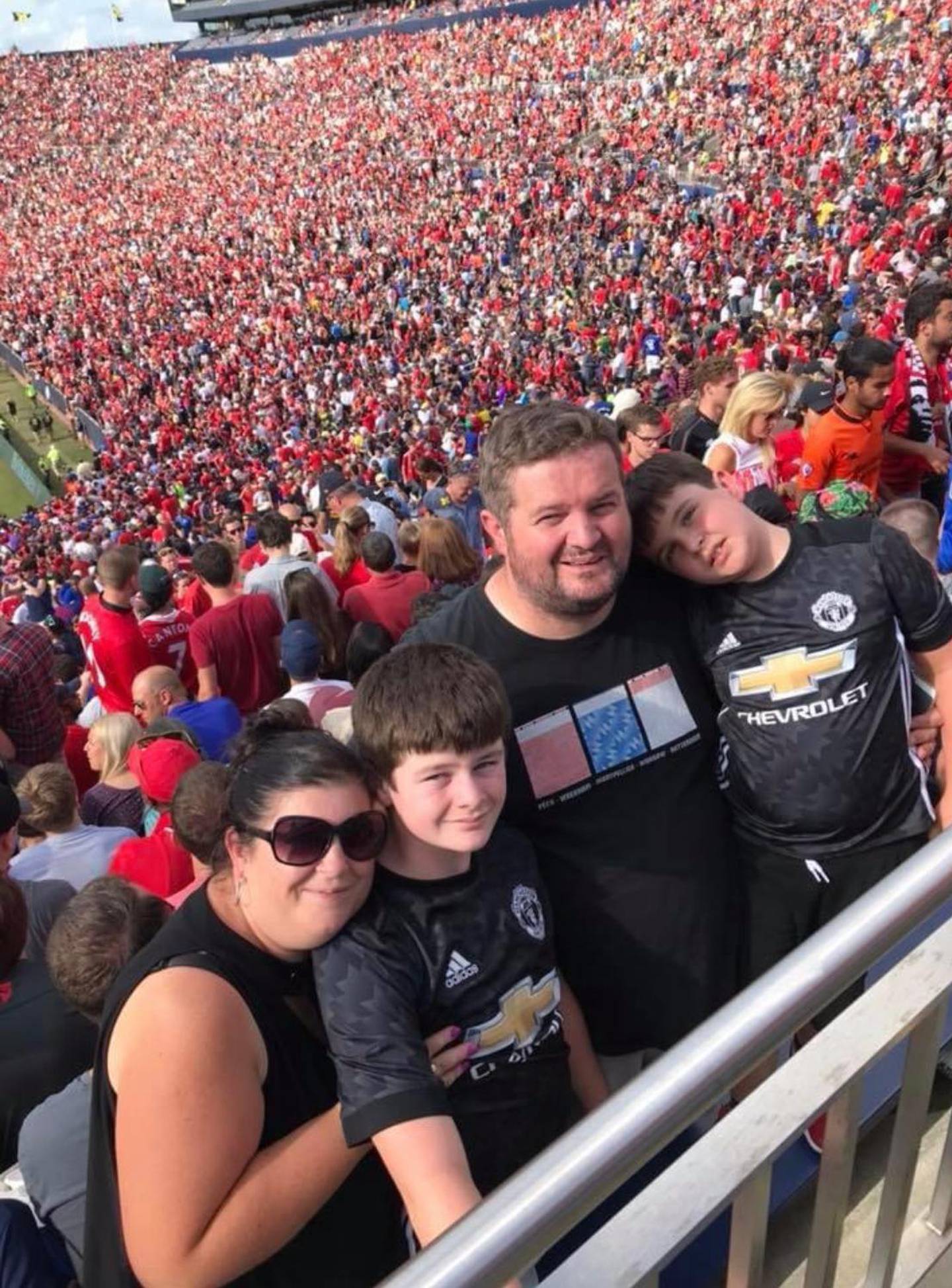 Fergus Burke with his family, in Ann Arbor, Michigin, pre-season with United in the US.