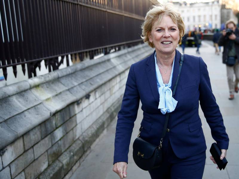British lawmaker Anna Soubry is seen outside the Houses of Parliament in London, Britain, January 8, 2019. REUTERS/Henry Nicholls