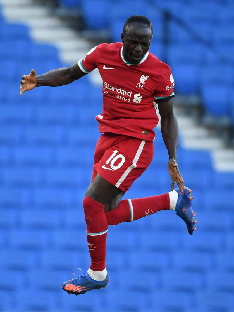 Liverpool attacker Sadio Mane celebrates scoring before if was disallowed by VAR. Getty
