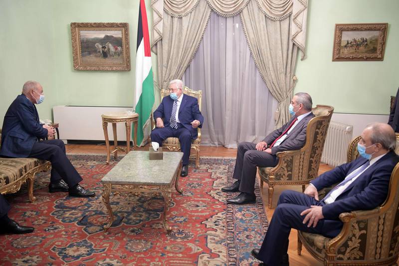 Palestinian president Mamhud Abbas meeting with Arab League Secretary-General Ahmed Aboul Gheit in Egypt's capital Cairo. AFP