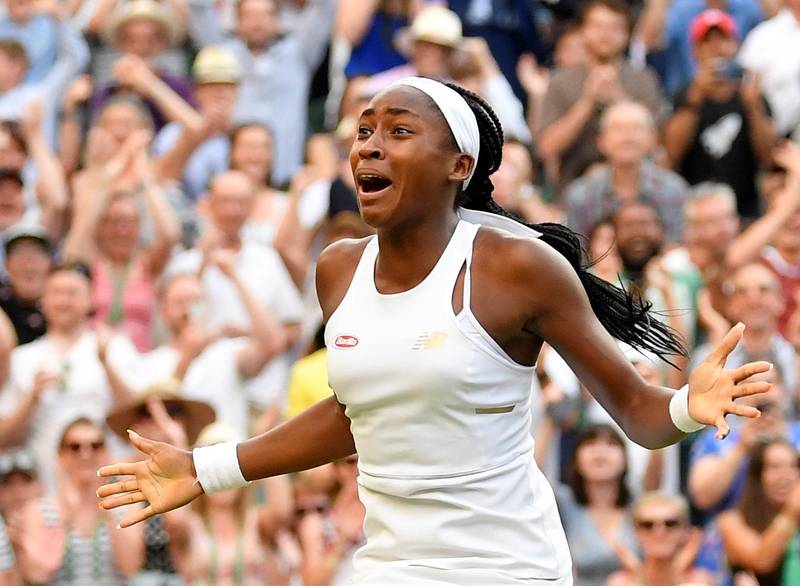 Tennis - Wimbledon - All England Lawn Tennis and Croquet Club, London, Britain - July 5, 2019  Cori Gauff of the U.S. celebrates winning her third round match against Slovenia's Polona Hercog  REUTERS/Toby Melville