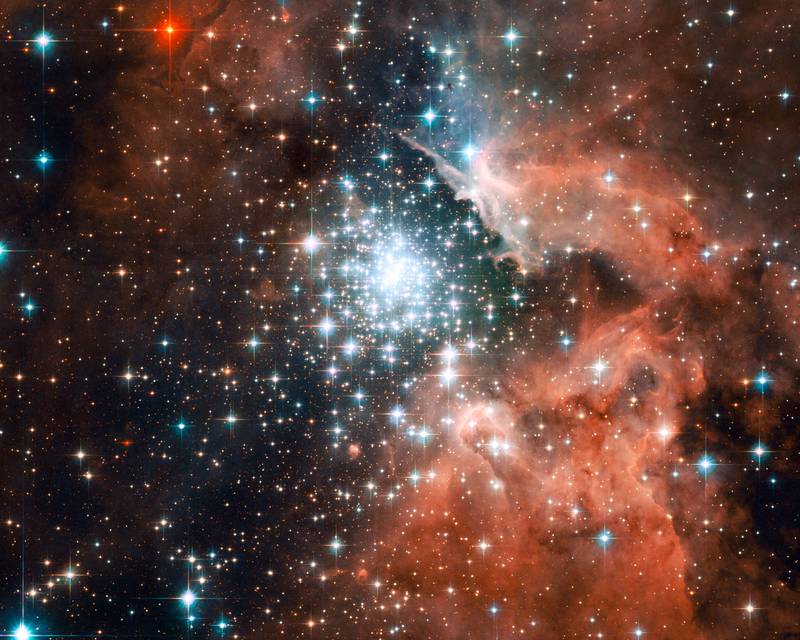 This Hubble image shows the star-forming region NGC 3603. The cluster is thought to have formed about a million years ago. Photo: European Space Agency