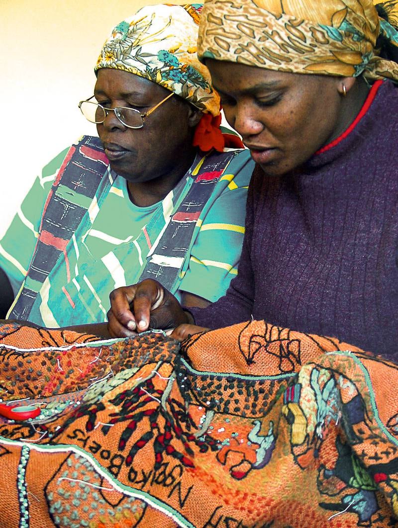 Xhosa women working on the Keiskamma Tapestry.