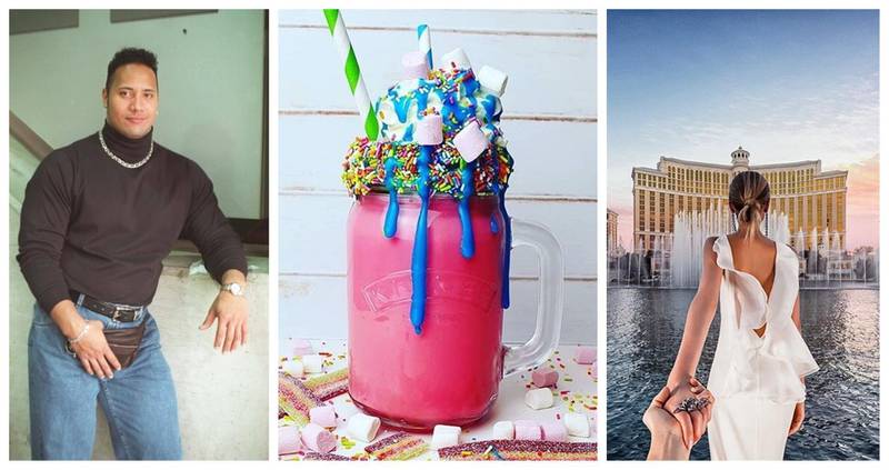 Throwback photos, unicorn food and inspirational travel are all trends Instagram has propelled into the mainstream over the past 10 years. Instagram / The Rock / @up_side_down_marciana / muradosmann