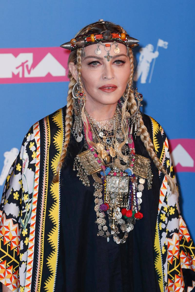 epa06961509 US singer-songwriter Madonna poses in the press room at the 2018 MTV Video Music Awards at Radio City Music Hall in New York, New York, USA, 20 August 2018.  EPA/JASON SZENES