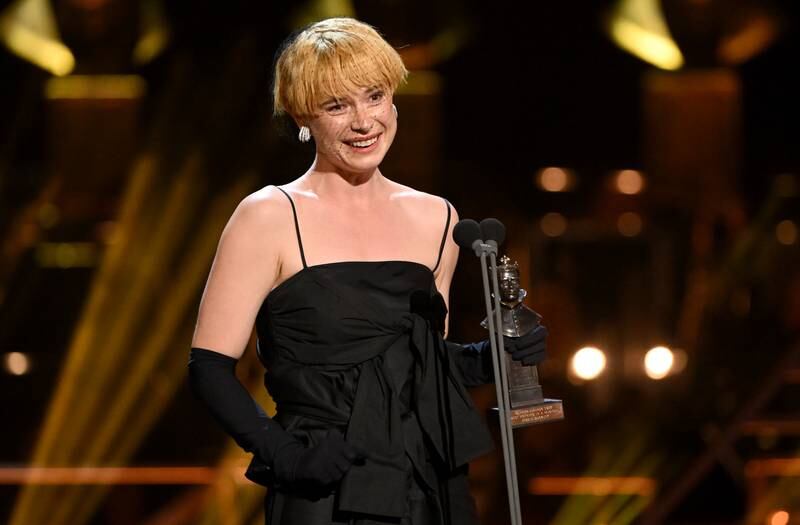 Jessie Buckley accepts the award for Best Actress in a Musical for "Cabaret". Getty Images