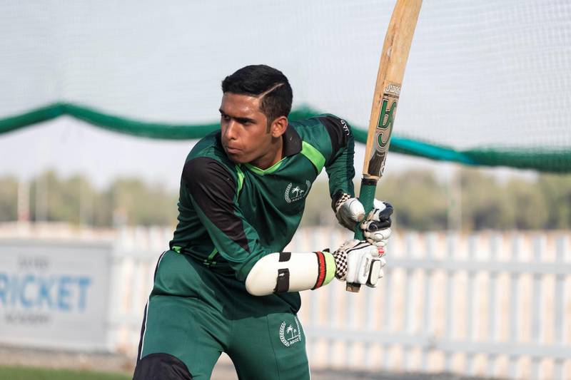 ABU DHABI, UNITED ARAB EMIRATES. 05 AUGUST 2018. Jonathan Figy, a left hand opening batsman, has been called up for the UAE U19 after his first season in England. (Photo: Antonie Robertson/The National) Journalist: Amith Pasella. Section: Business.