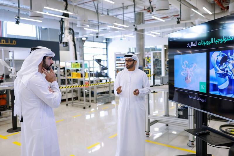 Sheikh Hamdan bin Mohammed at the launch of the robotics programme. Photo: Dubai Media Office