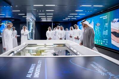President Sheikh Mohamed at Adnoc headquarters. Photo: Rashed Al Mansoori / UAE Presidential Court
