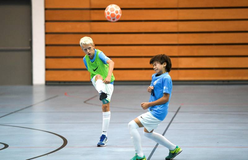 Abu Dhabi, United Arab Emirates - Children practising at the Mubadala Arena, Zayed Sports City. Khushnum Bhandari for The National
