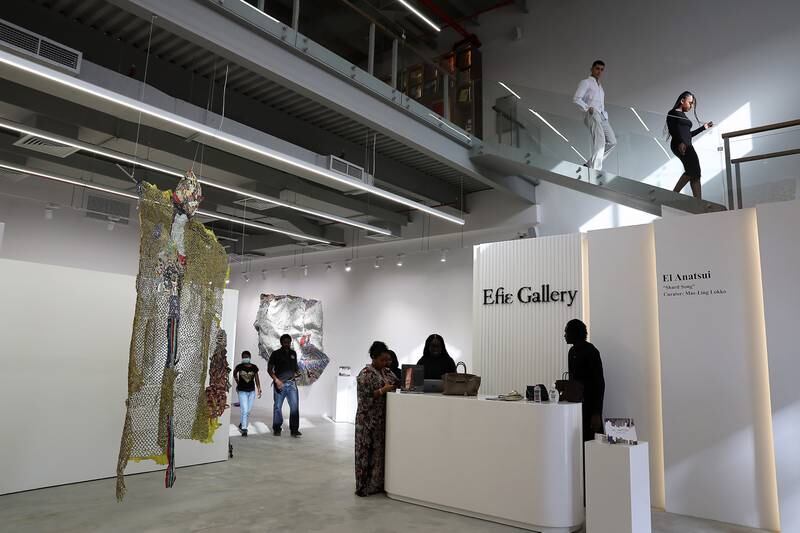 A hanging sculpture at the newly opened Efie Gallery in Al Quoz, Dubai. Pawan Singh / The National   