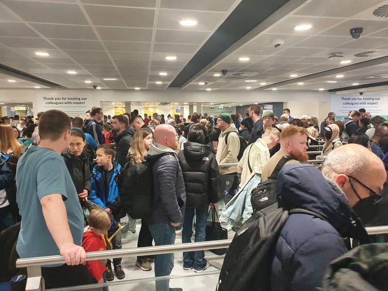 Manchester Airport, as seen on Monday morning, is hit by setbacks as the busy holiday season kicks off. Photo: Gareth Melling's Twitter