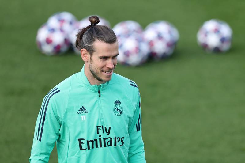 Real Madrid's Gareth Bale  during training ahead of their Champions League round of 16 first leg match against Manchester City. Getty