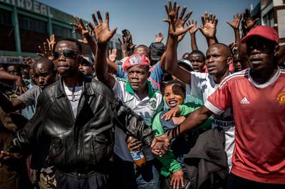 Supporters of the opposition party Movement for Democratic Change (MDC), protest against alleged widespread fraud by the election authority. AFP