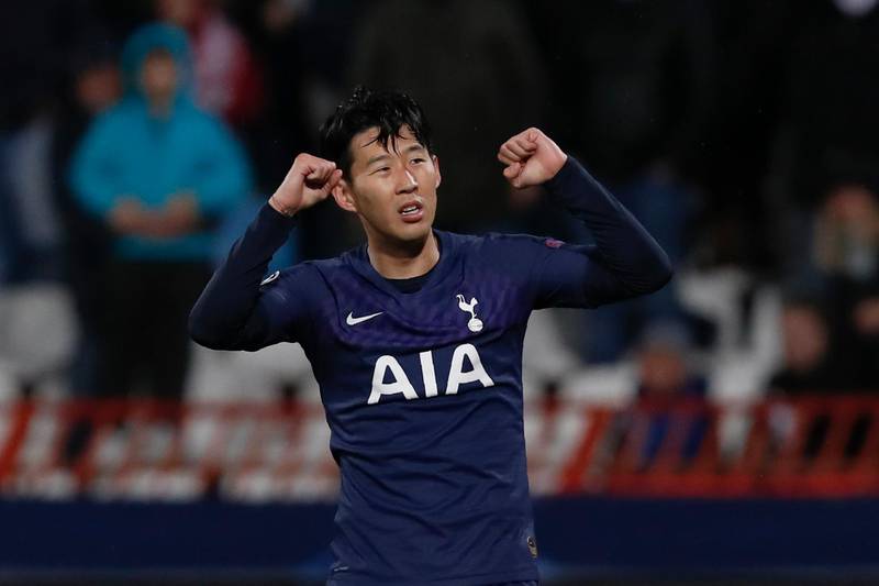 Tottenham's Son Heung-min's subdued celebrations after scoring his second goal. AP