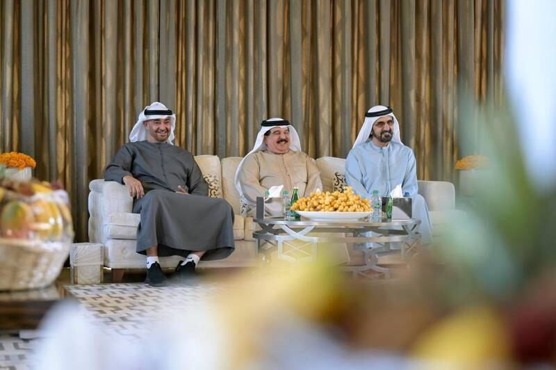 Sheikh Mohamed, Sheikh Mohammed bin Rashid and King Hamad. Photo: Government of Dubai Media Office