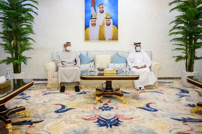 Sheikh Mohamed, left, with Mohamed bin Rakkad Al Ameri. 