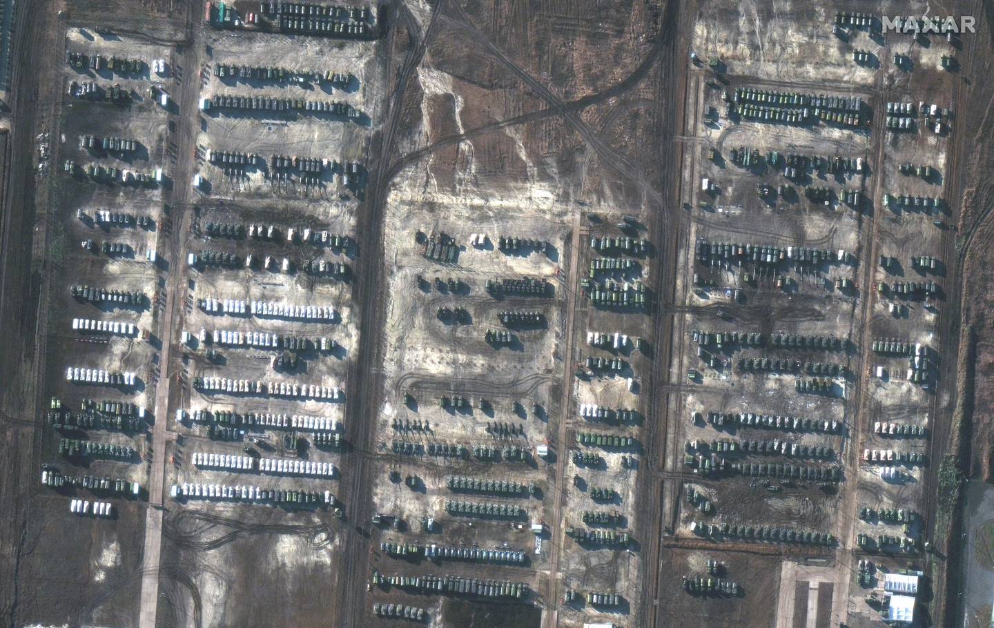 A satellite image shows Russian forces in Soloti, Russia. Reuters