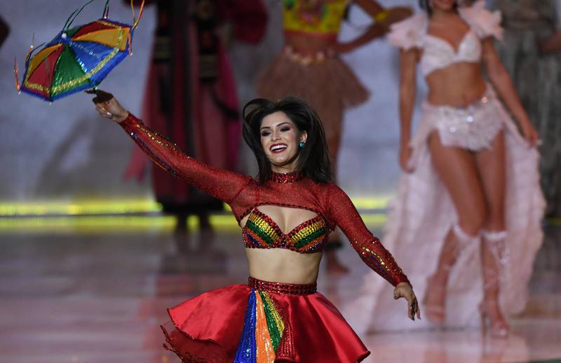 Miss Brazil Elis Coelho performs during the Miss World 2019 final in the ExCel centre in London. EPA