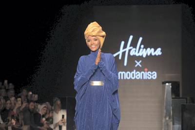 Halima Aden launched her own line of hijabs at Modanisa Istanbul modest fashion week.Photo: Rooful Ali