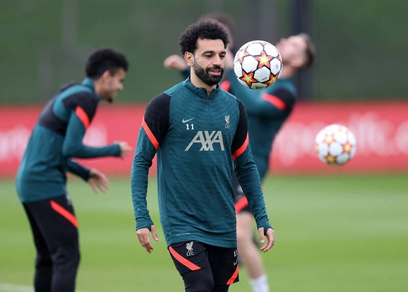 Mohamed Salah during Liverpool's training session on Tuesday. Reuters
