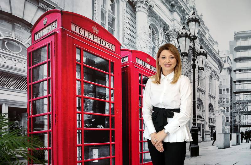 DUBAI ,  UNITED ARAB EMIRATES , SEPTEMBER 23 – 2019 :- Andreea Danila , founder of Millennial Capital at her office in the Tameem House in Barsha Heights in Dubai. ( Pawan Singh / The National ) For Business. Story by Nada