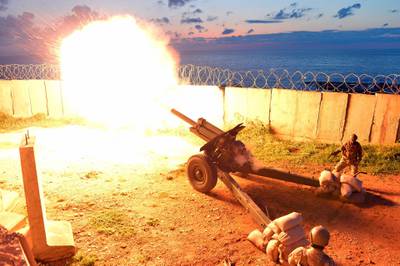 Lebanese military fire a blank from a cannon a day prior to Ramadan to announce the holy month in Beirut, Lebanon.  EPA