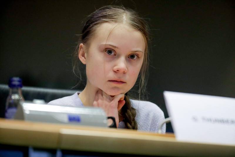 epa08318940 (FILE) -  Swedish climate activist Greta Thunberg attends a Committee on the Environment, Public Health and Food Safety at the  European Parliament in Brussels, Belgium, 04 March 2020 (reissued on 24 March 2020). Greta Thunberg on 24 March shared via her Instagram that she might have had covid-19 as she has experienced mild symptoms of the disease, adding she has been in self-isolation since she came back from her trip around Central Europe. Thunberg didn't test for covid-19, because in Sweden only people who need urgent medical treatment can test for it. The young activist also encouraged people all over the world to follow the advice of their local experts and authorities and stay at home to slow the wide spread of the virus.  EPA/STEPHANIE LECOCQ
