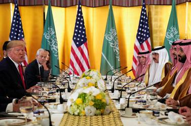 U.S. President Donald Trump speaks during a working breakfast meeting with Saudi Arabia's Crown Prince Mohammed bin Salman during the G20 leaders summit in Osaka, Japan, June 29, 2019. REUTERS