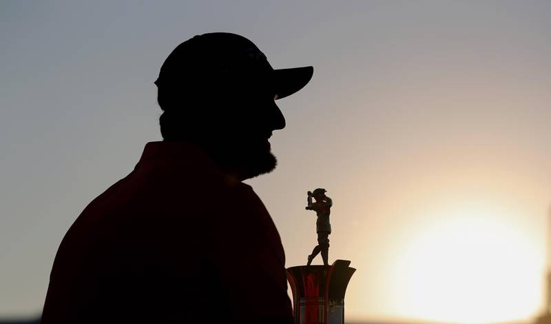 Jon Rahm after his victory at Jumeirah Golf Estates in Dubai. EPA