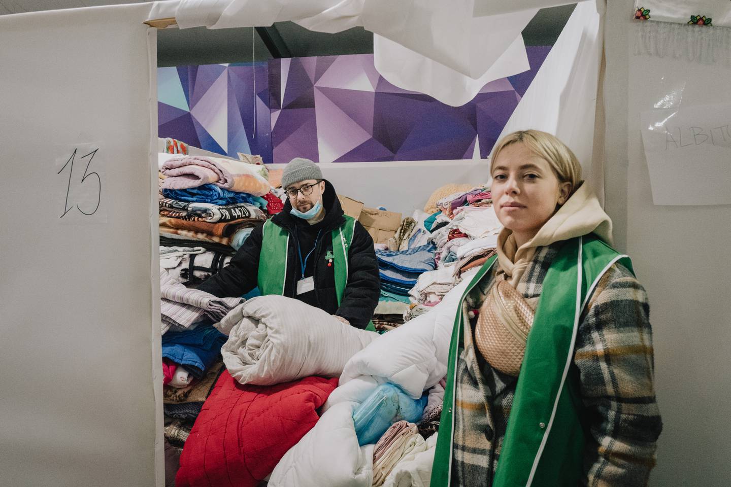 Artyom and Polina fled Odessa the morning Russian troops invaded Ukraine. Now they volunteer at the MoldExpo center helping other refugees. Erin Clare Brown