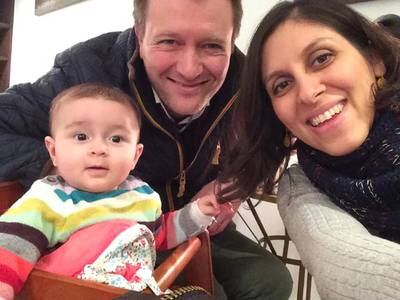 Ms Zaghari-Ratcliffe with her husband and their daughter Gabriella. Ms Zaghari-Ratcliffe was detained in Tehran in April 2016 on trumped-up charges of espionage and has already served a full five-year jail term. AFP