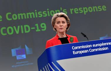 European Commission President Ursula von der Leyen said 10 million doses were imported in the last six weeks by the UK. EPA