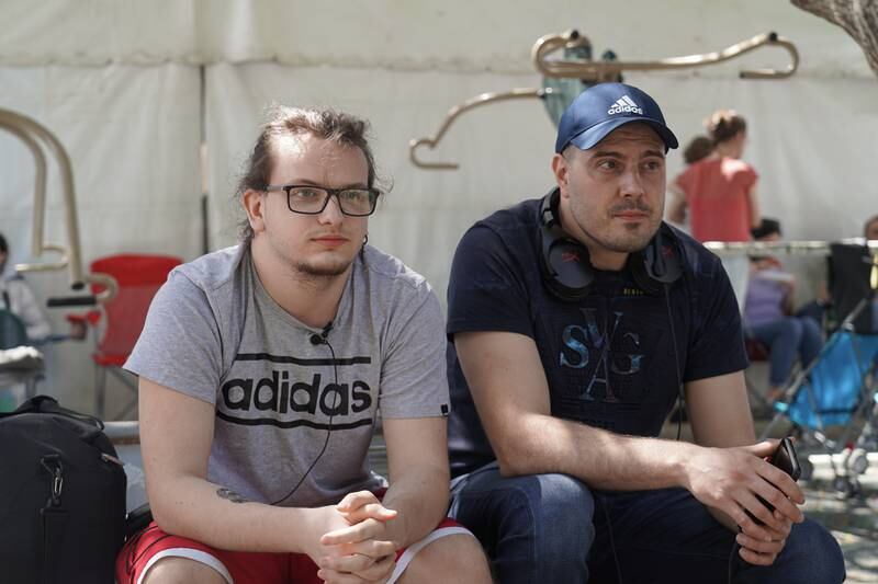 Georg Bondarenko with his uncle in Tijuana, having fled Ukraine.