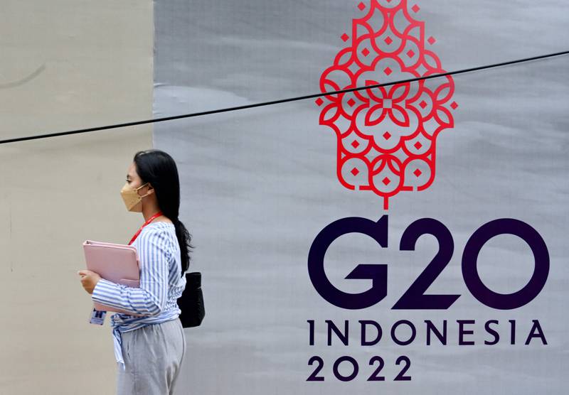 The logo of the G20 summit, in Jakarta. AFP