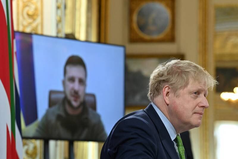 Boris Johnson addressed a Conservative Party donor event as Russia was fine-tuning its initial incursion into Ukraine. AFP