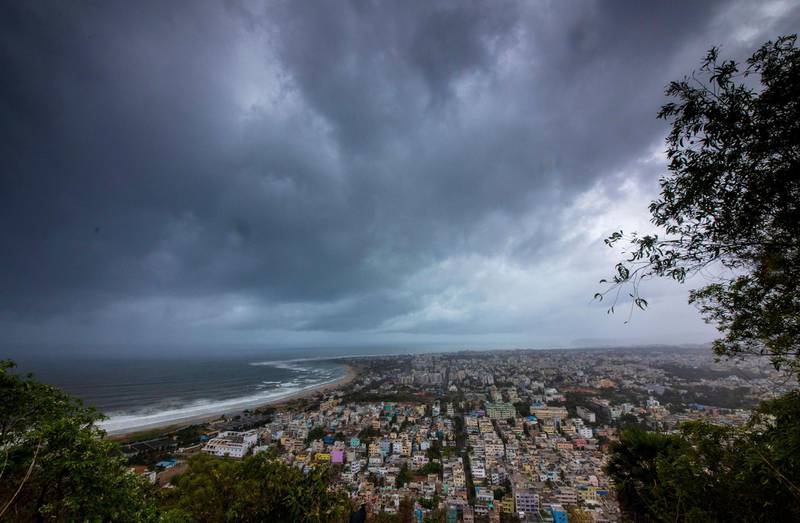 Clouds loom ahead of Cyclone Fani in Visakhapatnam. Reuters