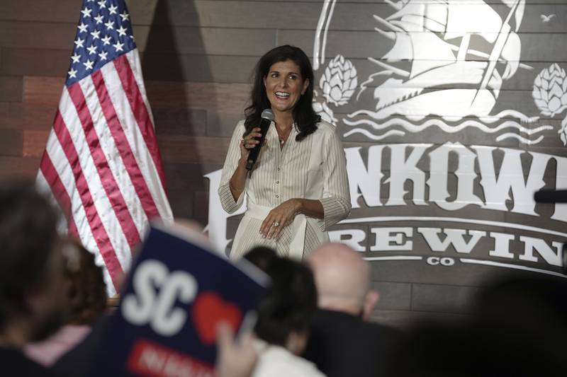 Republican presidential hopeful Nikki Haley speaks at a campaign event in Boiling Springs, South Carolina, on Thursday. AP Photo