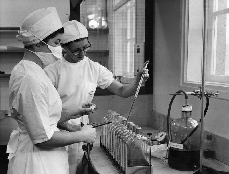 A polio vaccine being tested at the Glaxo Laboratories in Sefton Park, Buckinghamshire, in 1956.